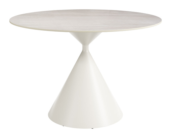 Plinn Light Beige & White Sintered Stone and Steel Dining Table