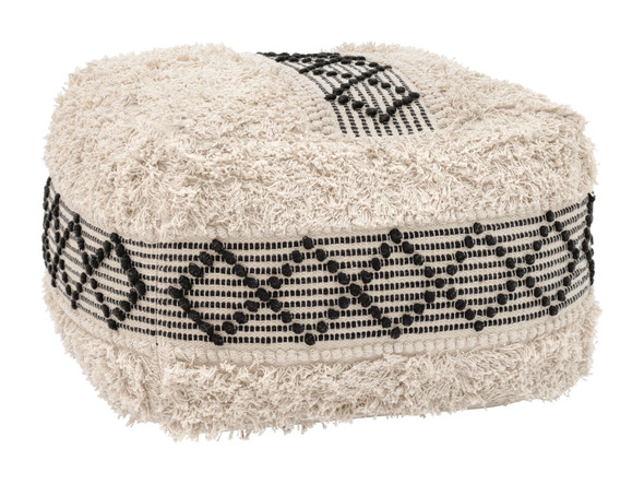 Pisco Beige & Black Cotton and Foam Ottoman