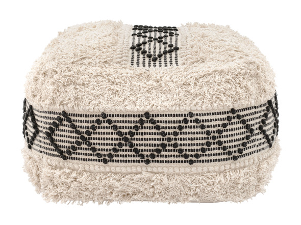 Pisco Beige & Black Cotton and Foam Ottoman