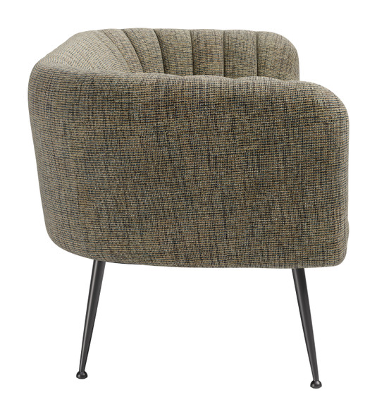 Deco Green Tweed Steel and Polyester Sofa