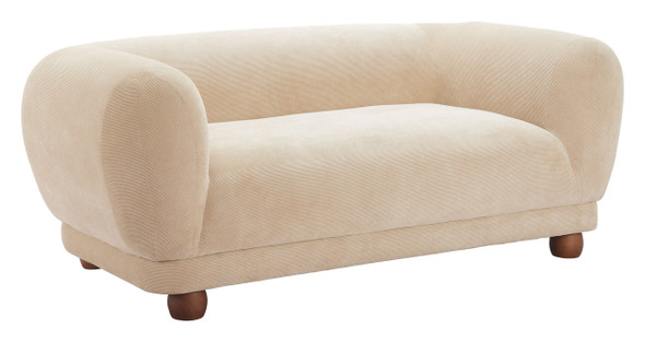 Boet Taupe Elm Wood and Polyester Loveseat