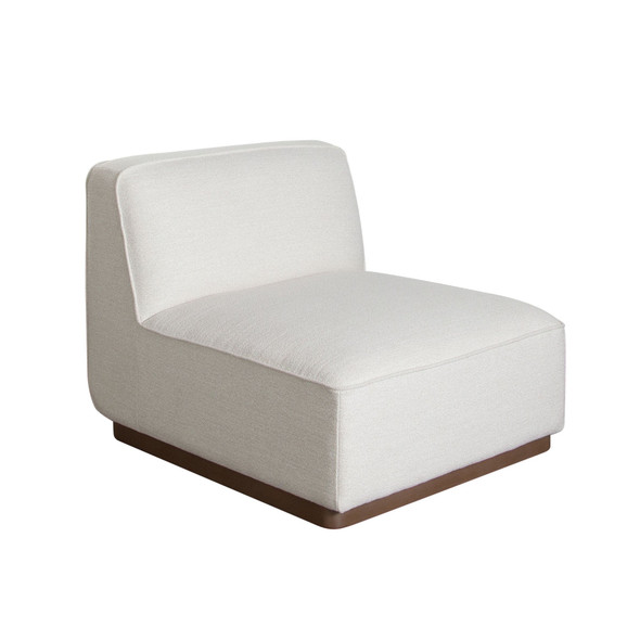 Aspen Armless Chair, Cream Fabric with Wood Trim, 32 in. W x 38 in. D x 29 in. H