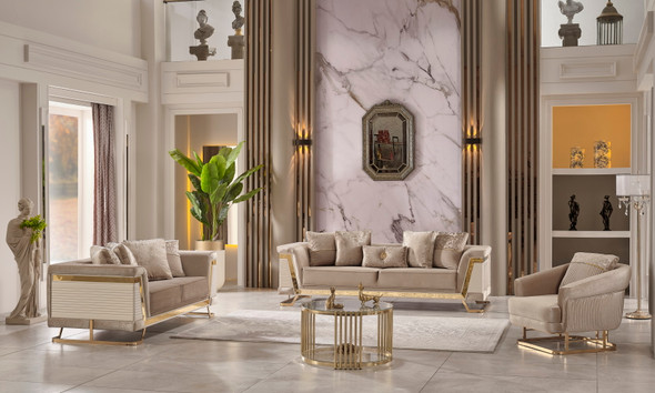 Rixos 3-pieces (Sofa & Loveseat & Chair) Livingroom Set Beige