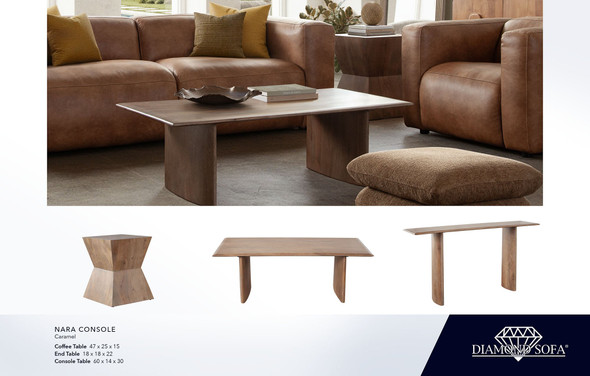 Nara Coffee Table, Caramel, 47 in. W x 45 in. D x 15 in. H, Fully Assembled