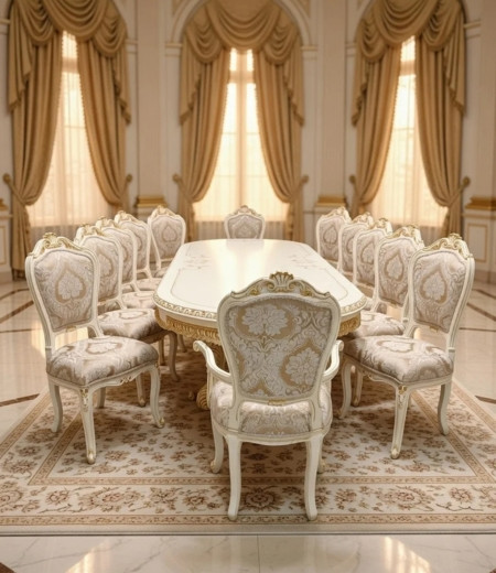 The Golden Versailles Ivory & Brocade Dining Suite