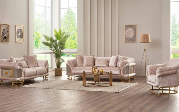 Versace 3-pieces (Sofa & Loveseat & Chair) Livingroom Set Cream