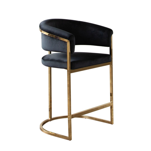 Solstice Counter Chair in Grey Velvet / Gold, 24 in. W x 21 in. D x 36 in. H