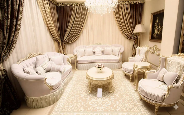 The Crown Jewel: Premium Hand-Carved Royal Victorian Living Room Set