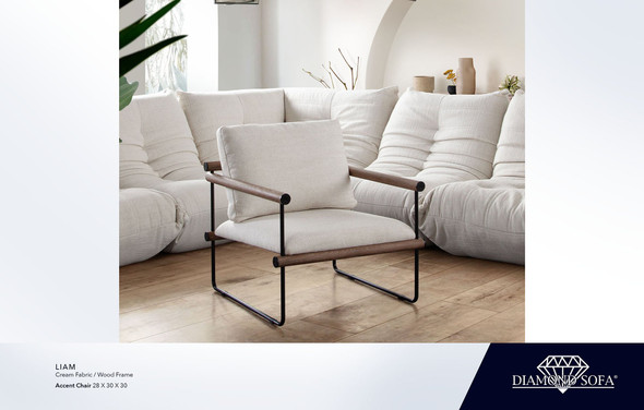 Liam Chair in Cream Fabric, 28 in. W x 30 in. D x 30 in. H, Fully Assembled