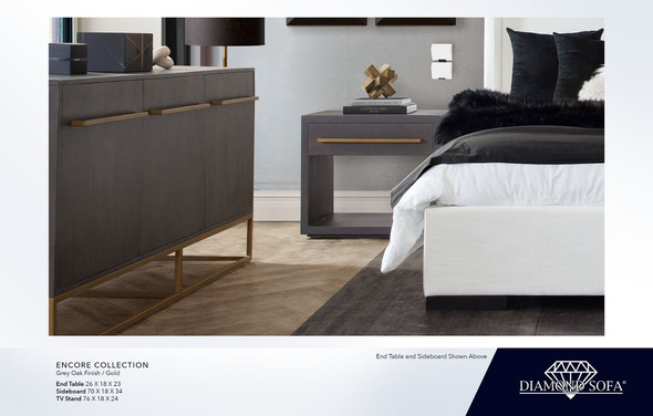 Encore Sideboard, Grey / Gold, 70 in. W x 18 in. D x 34 in. H Storage Cabinet