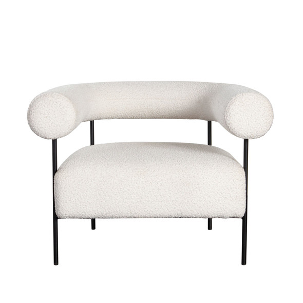 District Chair in Ivory Boucle, 38 x 33 x 29 Inches for Living Room Seating