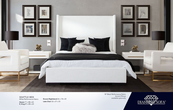 Seattle Queen Bed, Performance Fabric or Fabric, 71 in. W x 88 in. D x 65 in. H