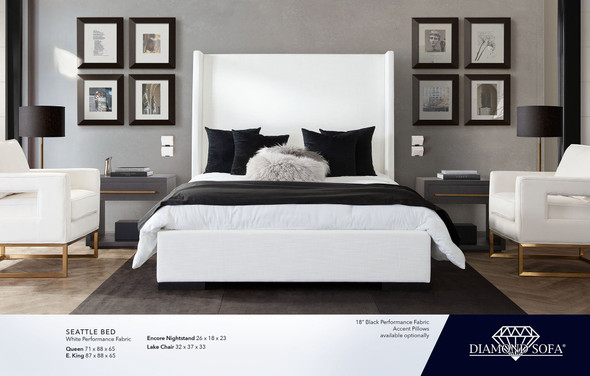 Seattle Queen Bed, Performance Fabric or Fabric, 71 in. W x 88 in. D x 65 in. H