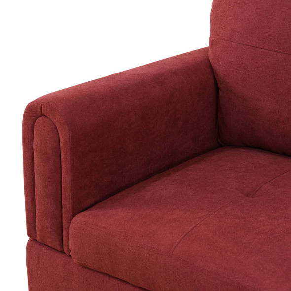 Red 3-Piece Upholstered L-Shaped Sectional Sofa with Chaise and Lift-Top Storage