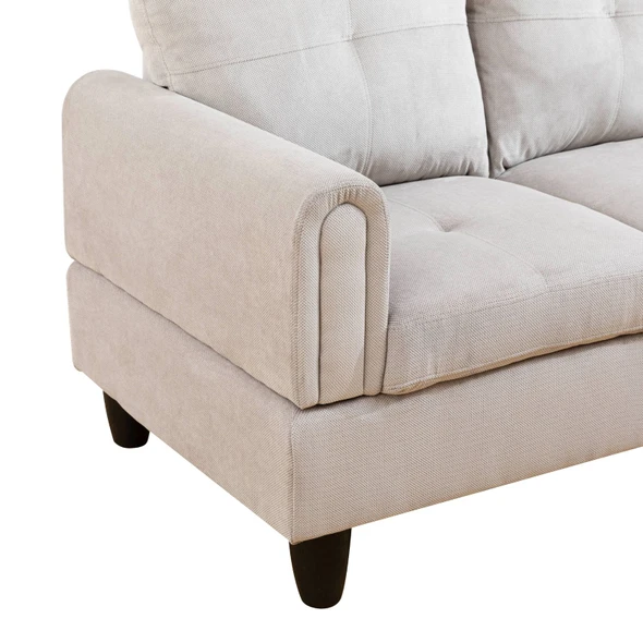 Gray White 3-Piece Corduroy Sectional Sofa with Right-Facing Chaise and Lift-Top