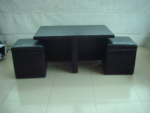 Dark Gray Flannel Lift-Top Storage Ottoman with Tufted Cushion and Tapered Legs