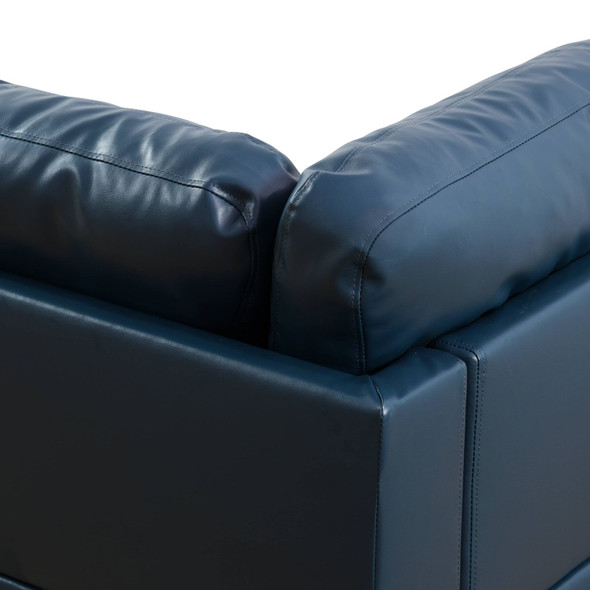 Peacock Blue 3-Piece Semi-PU Synthetic Leather Sectional with Right-Facing