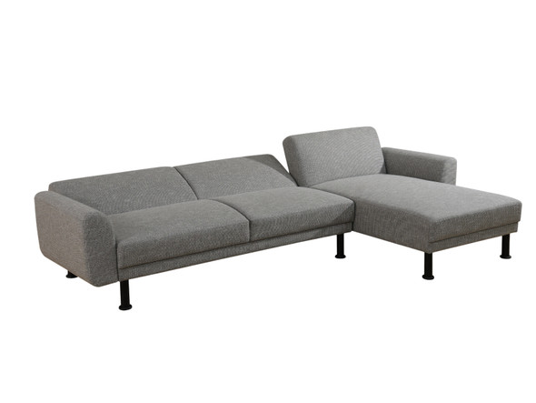 Gray 2-Piece Linen-Style Sectional Sofa with Right-Facing Chaise and Black