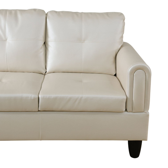 Pearl White 3-Piece Faux Leather L-Shaped Sectional Sofa with Left-Side Chaise