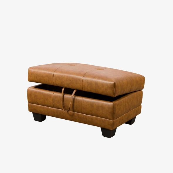 Ginger Semi-PU Synthetic Leather Lift-Top Storage Ottoman with Tufted Cushion