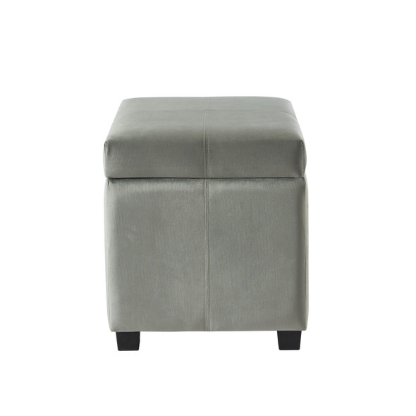 Ivory Upholstered Storage Ottoman Bench with Lift-Off Lid and Black Legs
