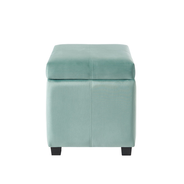 Ivory Upholstered Storage Ottoman Bench with Lift-Off Lid and Black Legs