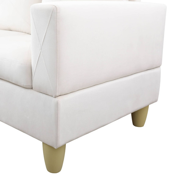 66.5-Inch White 3-Piece Flannel Sectional Sofa with Left-Facing Chaise