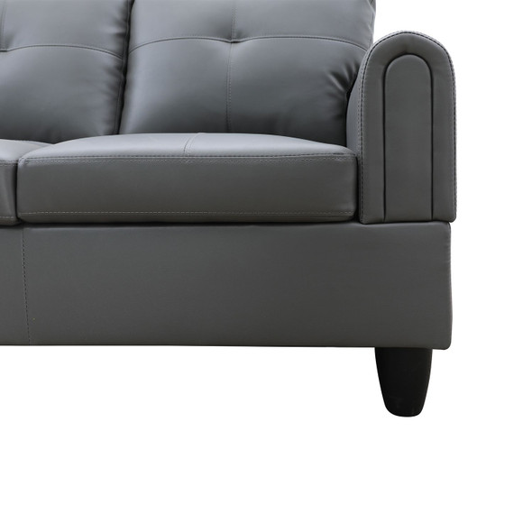 Dark Gray 3-Piece Faux Leather L-Shaped Sectional Sofa with Left-Side Chaise