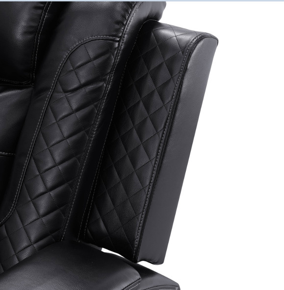 Black 3-Piece Breathable Leather Reclining Corner Sectional with Consoles