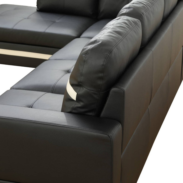 Black and White 3-Piece Semi-PU Synthetic Leather Sectional with Left-Facing