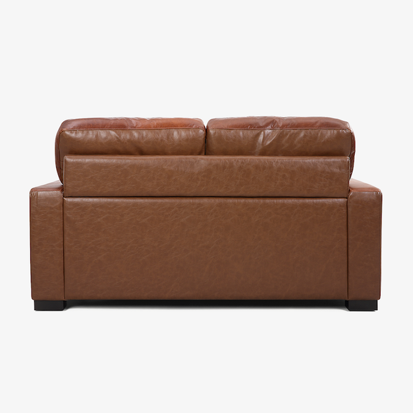Chestnut Brown Top-Grain Leather Loveseat with Matching Ottoman and Track Arms