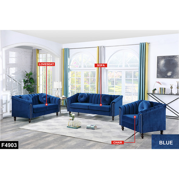 Blue Microfiber Loveseat with Supportive Seat Cushioning and Tailored Upholstery
