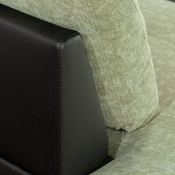 Green Umber 3-Piece Flannel and PVC Sectional Sofa with Left-Facing Chaise