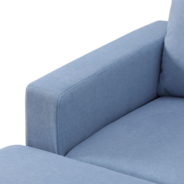 Grayish Blue 2-Piece Calico Sectional Sofa with Right-Facing Chaise and Cushions
