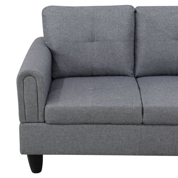 Light Gray 3-Piece Linen Sectional Sofa with Right-Facing Chaise and Lift-Top