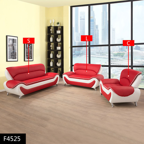 White and Red Faux Leather Loveseat with Supportive Seat Cushioning and Profile
