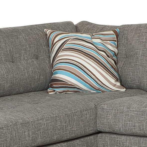 Gray 2-Piece Linen Sectional Sofa with Right-Facing Chaise and Accent Pillows