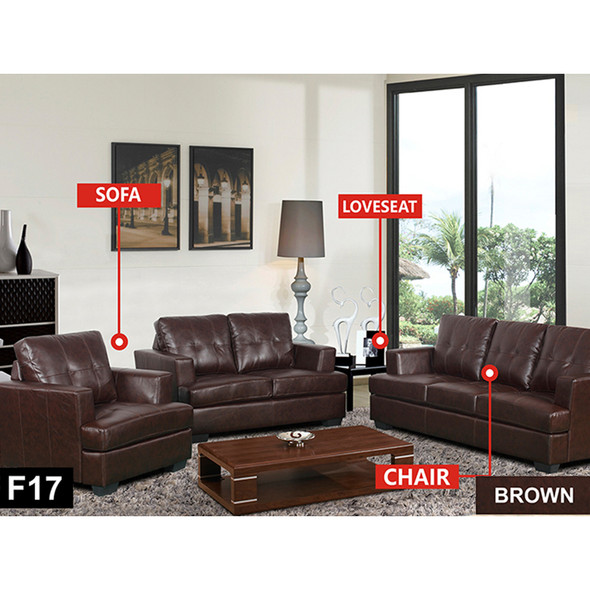 Brown Recycled Leather Loveseat with Supportive Seat Cushioning and Padded Back