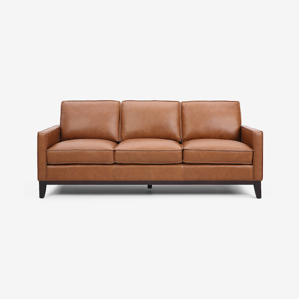 Camel Brown 4-Piece Top-Grain Leather Living Room Set with Sofa Loveseat