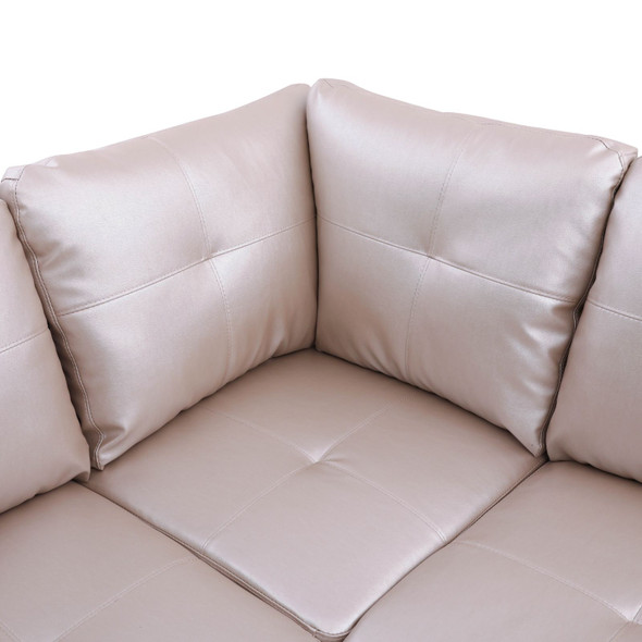 Latte 3-Piece Faux Leather Sectional Sofa with Right-Facing Chaise and Lift-Top
