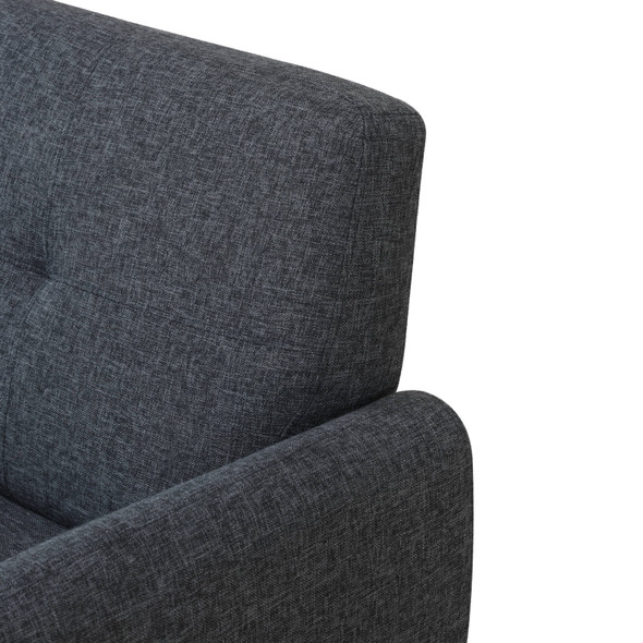 Black Gray 3-Piece Linen Living Room Set with Sofa Loveseat and Armchair