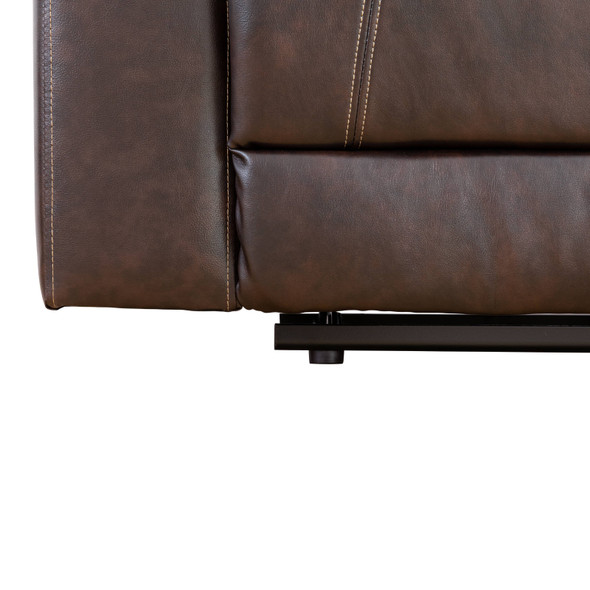 Brown 2-Piece Faux Leather Reclining Sectional with Right-Facing Chaise and Cup