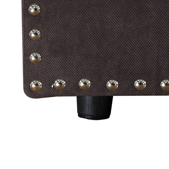 Brown 2-Piece Flannel Modular Loveseat with Double Track Arms and Nailhead Trim