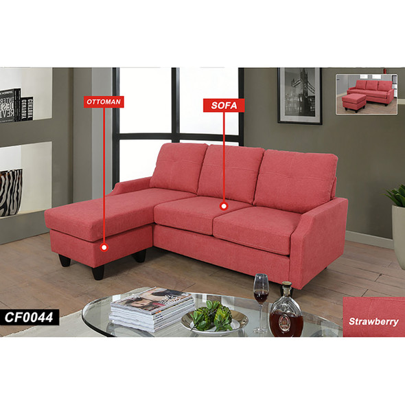 Red Flannel 2-Piece Living Room Set with Sofa and Loveseat and Seat Cushioning