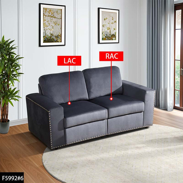 Dark Gray 2-Piece Microfiber Modular Loveseat with Double Track Arms and Support