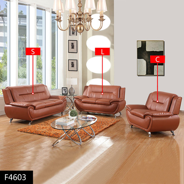 Bright Bronze Faux Leather Loveseat with Supportive Seat Cushioning and Profile