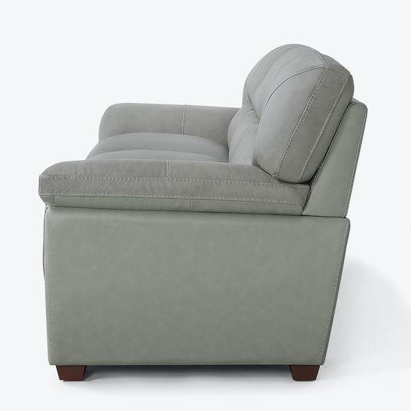 Gray 2-Piece Top-Grain Leather Living Room Set with Loveseat and 3-Seat Sofa