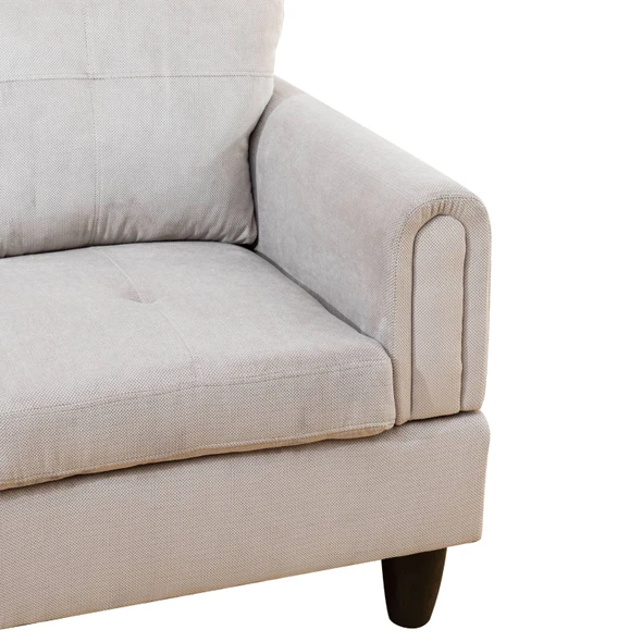 Gray White 3-Piece Corduroy Sectional Sofa with Left-Facing Chaise and Lift-Top