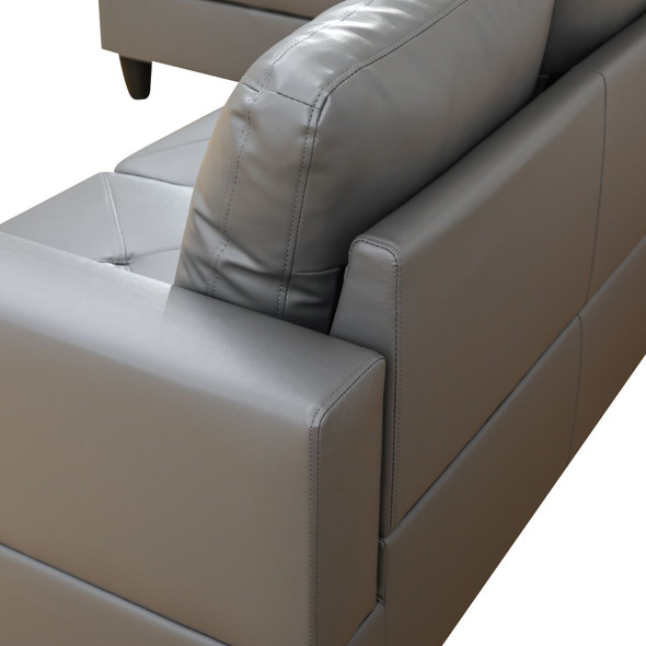 Dark Gray 3-Piece Faux Leather Sectional Sofa with Left-Facing Chaise and Seats