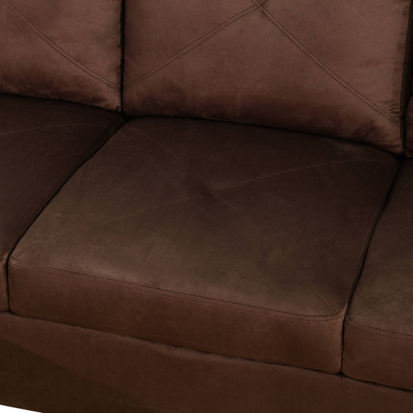 Brown 3-Piece Microfiber Sectional Sofa with Left-Facing Chaise and Lift-Top